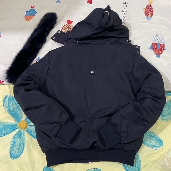 Moose Knuckles Black Down Jacket with Fur Collar and Hood - Picture 11 of 12